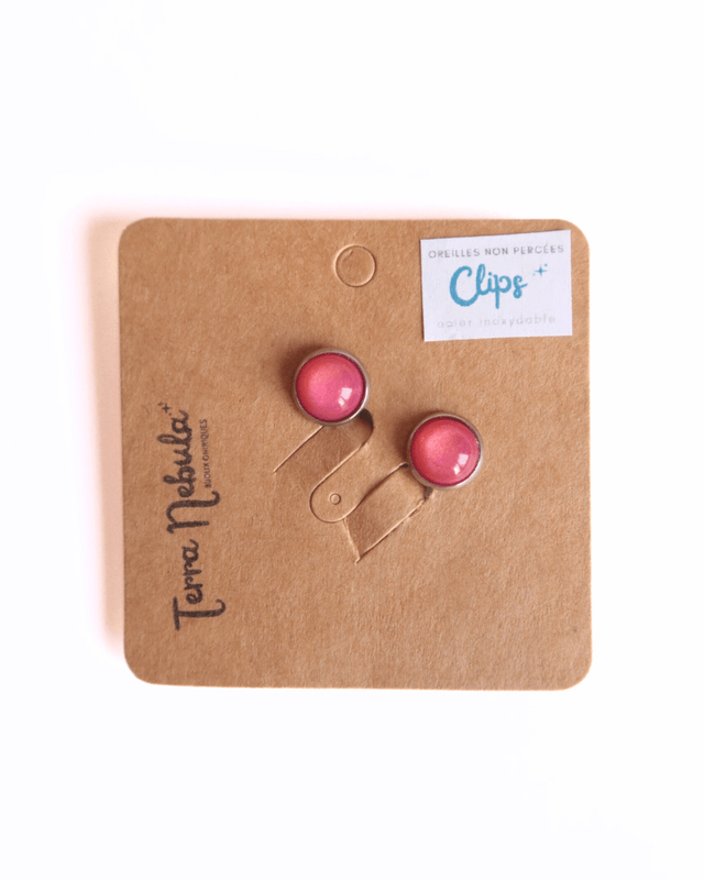 Boucles d'oreilles P'tits Clips Rose foncé | BO032