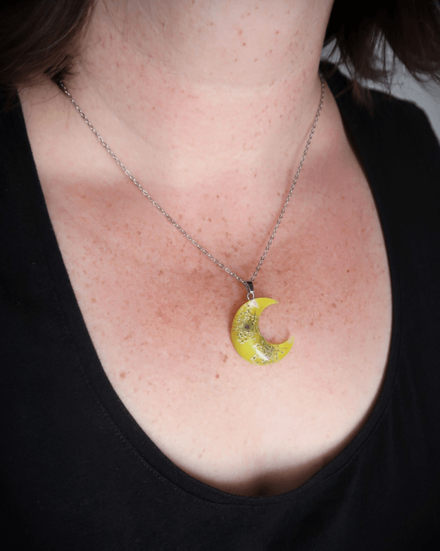 Collier Lune Fleurie Jaune | CO005 | Ombelles
