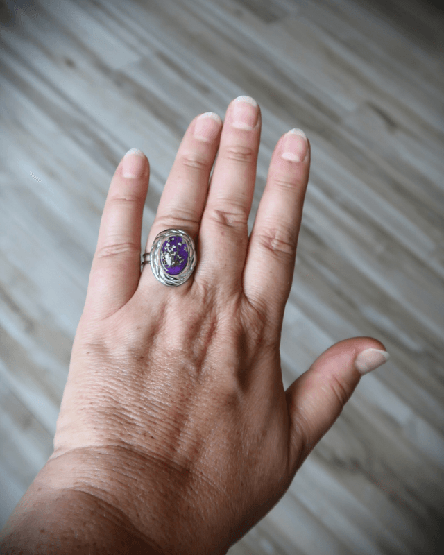 Bague fleurie style baroque Violette | BA09 | Ombelles