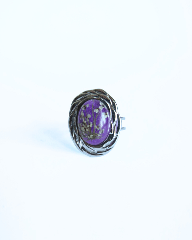 Bague fleurie style baroque Violette | BA09 | Ombelles