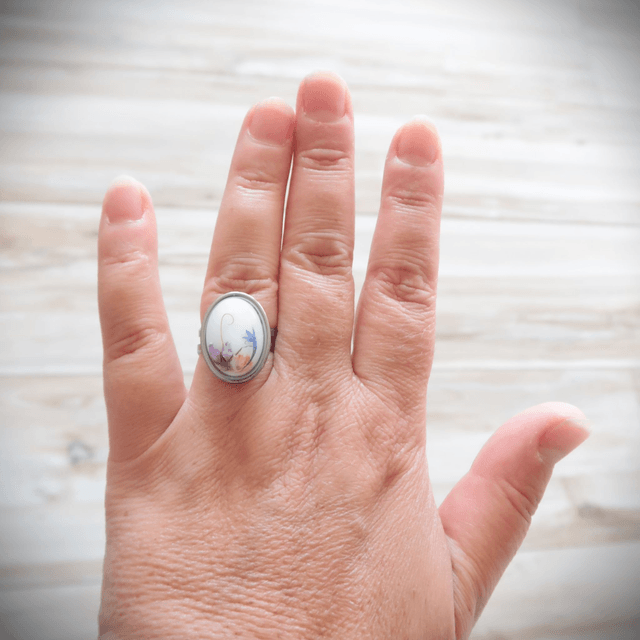 Bague ovale fleurie Epicure  | BA250F