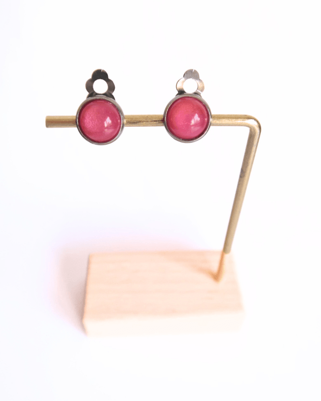 Boucles d'oreilles P'tits Clips Rose foncé | BO032