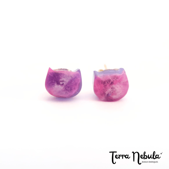 Boucles d'oreilles P'tites puces Chat Violet | BO002