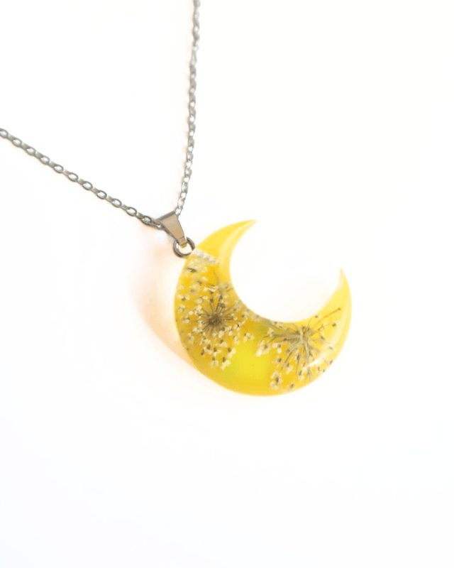 Collier Lune Fleurie Jaune | CO005 | Ombelles