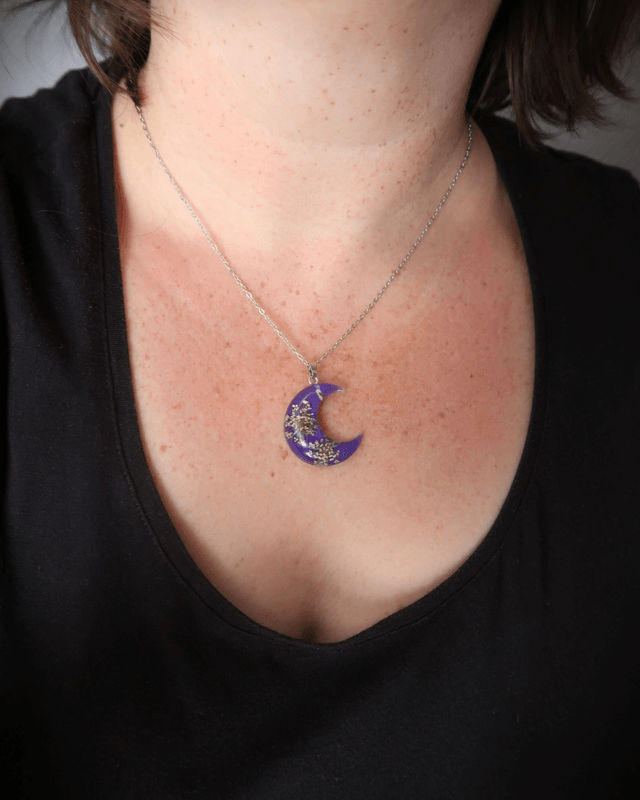 Collier Lune Fleurie Violette | CO003 | Ombelles