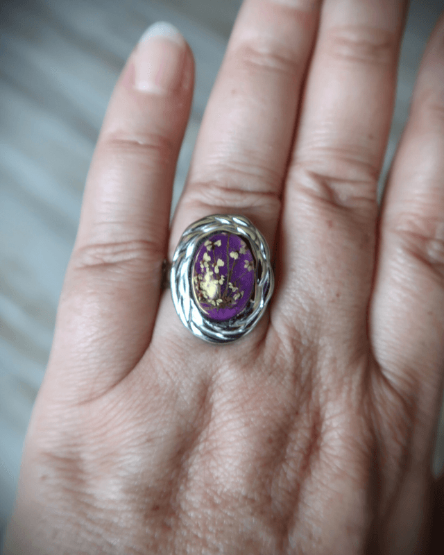 Bague fleurie style baroque Violette | BA09 | Ombelles