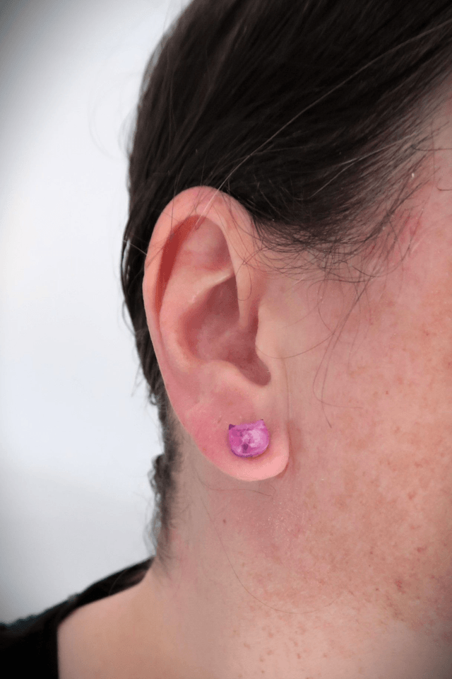 Boucles d'oreilles P'tites puces Chat Violet | BO002