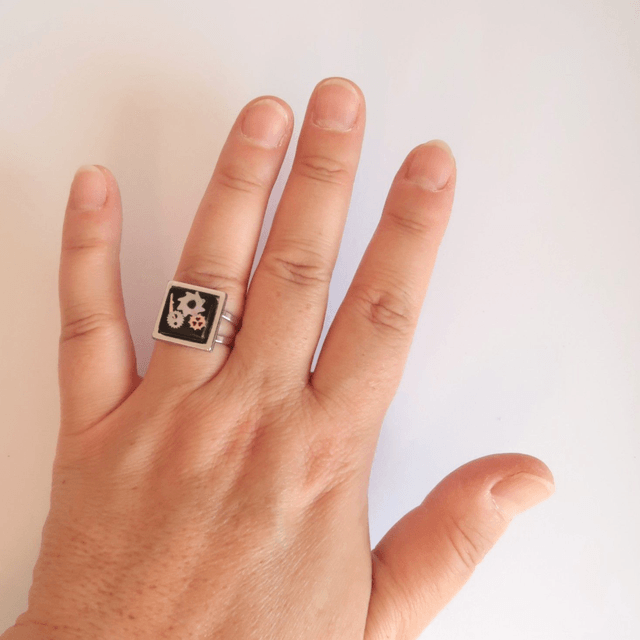 Bague carrée Engrenages | BA021