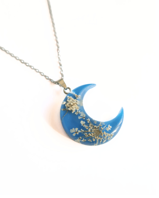 Collier Lune Fleurie Bleue | CO011 | Ombelles