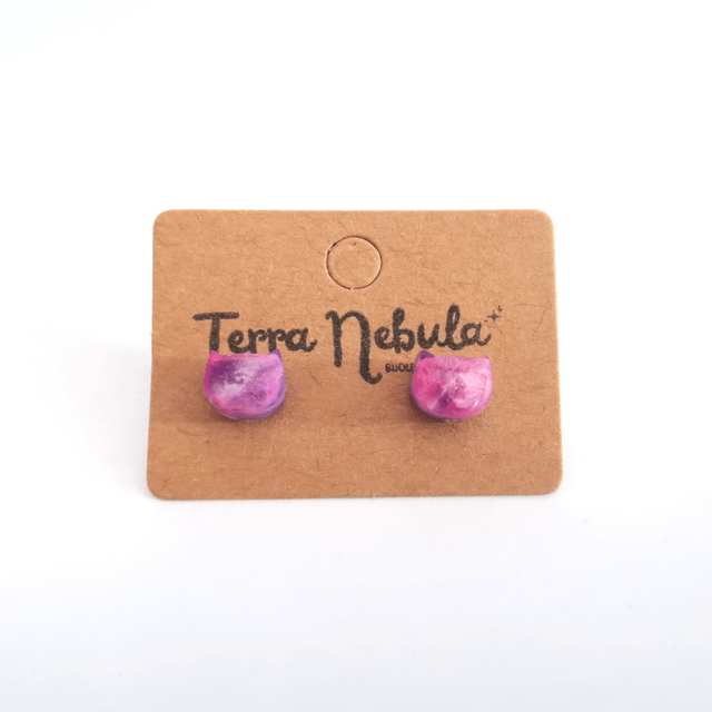 Boucles d'oreilles P'tites puces Chat Violet | BO002