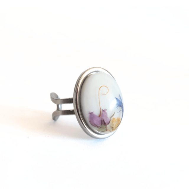 Bague ovale fleurie Epicure  | BA250F