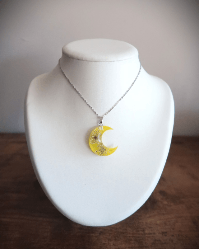 Collier Lune Fleurie Jaune | CO005 | Ombelles