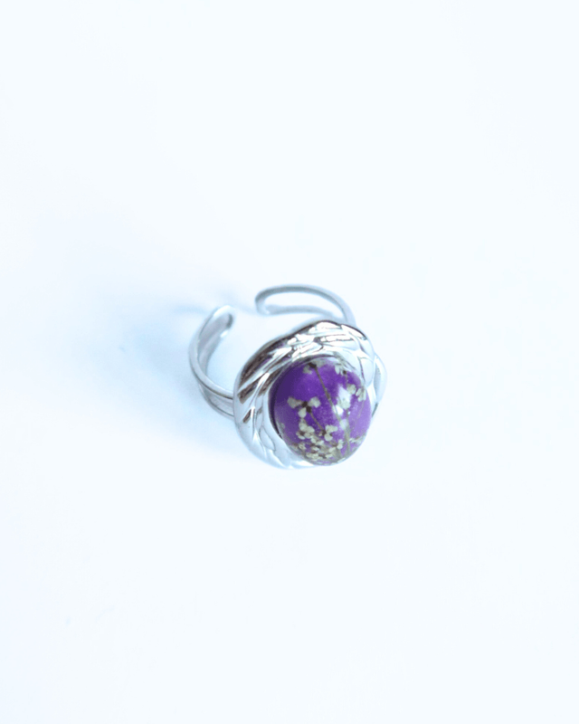 Bague fleurie style baroque Violette | BA09 | Ombelles
