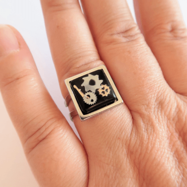 Bague carrée Engrenages | BA021